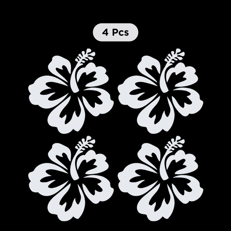 Hibiscus Flower Decal - Aloha Hawaii Set of 4 | Vinyl Sticker | Aarna Kraft Canada Matte White