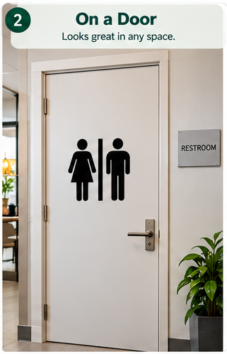 Restroom Door Sign Vinyl Decal – Men & Women Bathroom Symbol