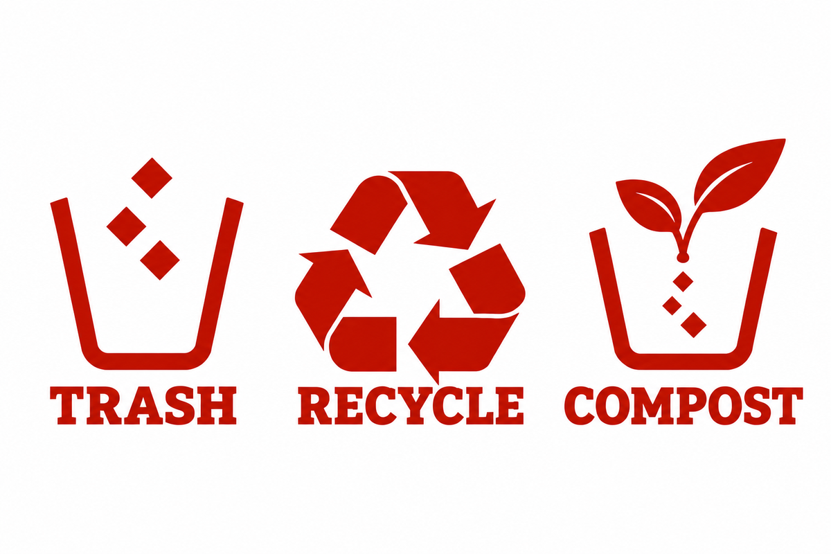 Trash, Recycle & Compost Bin Decals | 3-Piece Vinyl Set