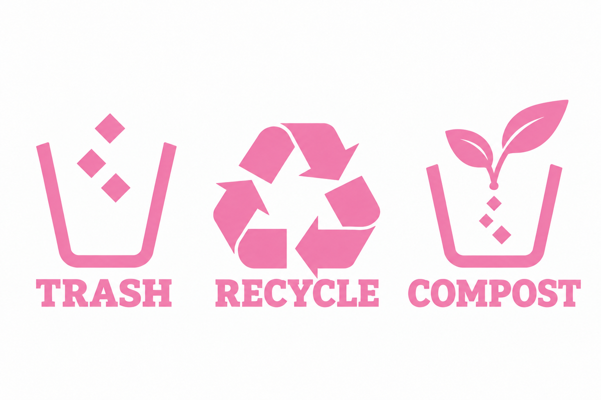 Trash, Recycle & Compost Bin Decals | 3-Piece Vinyl Set