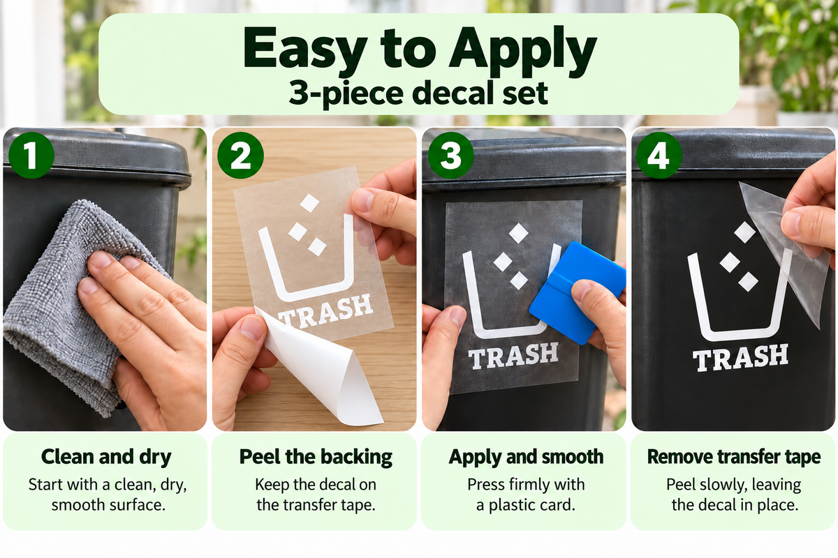 Trash, Recycle & Compost Bin Decals | 3-Piece Vinyl Set