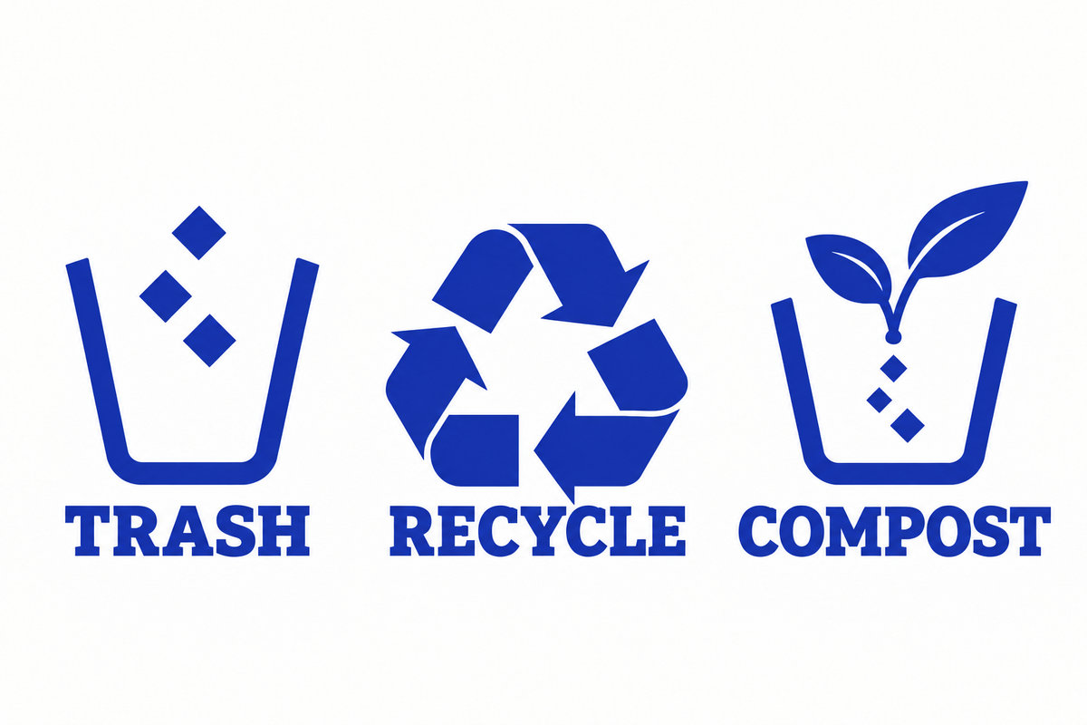 Trash, Recycle & Compost Bin Decals | 3-Piece Vinyl Set
