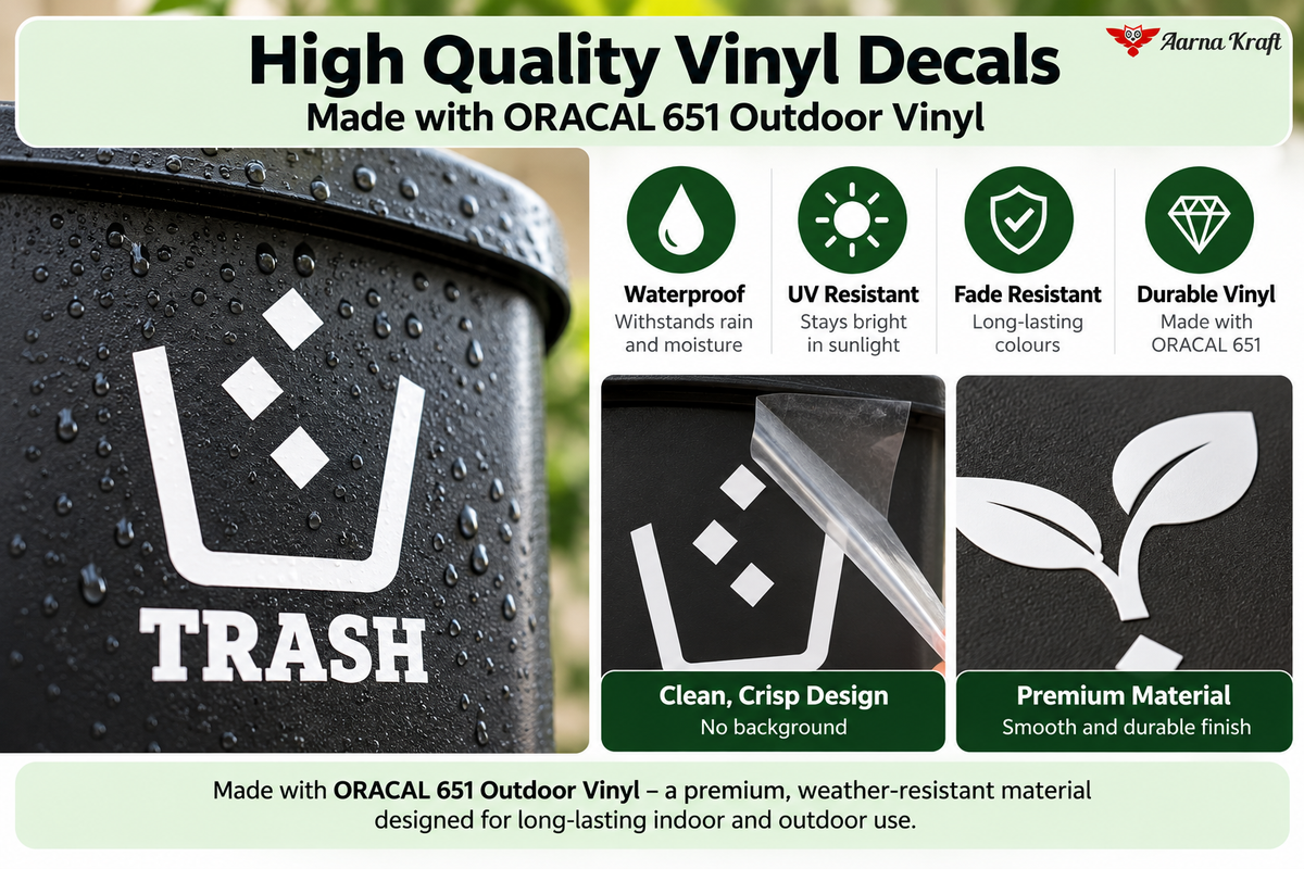 Trash, Recycle & Compost Bin Decals material and application details | Aarna Kraft Canada