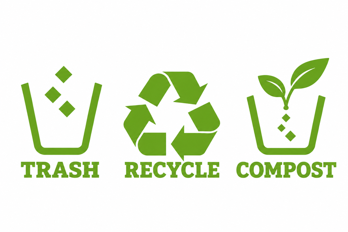 Trash, Recycle & Compost Bin Decals | 3-Piece Vinyl Set
