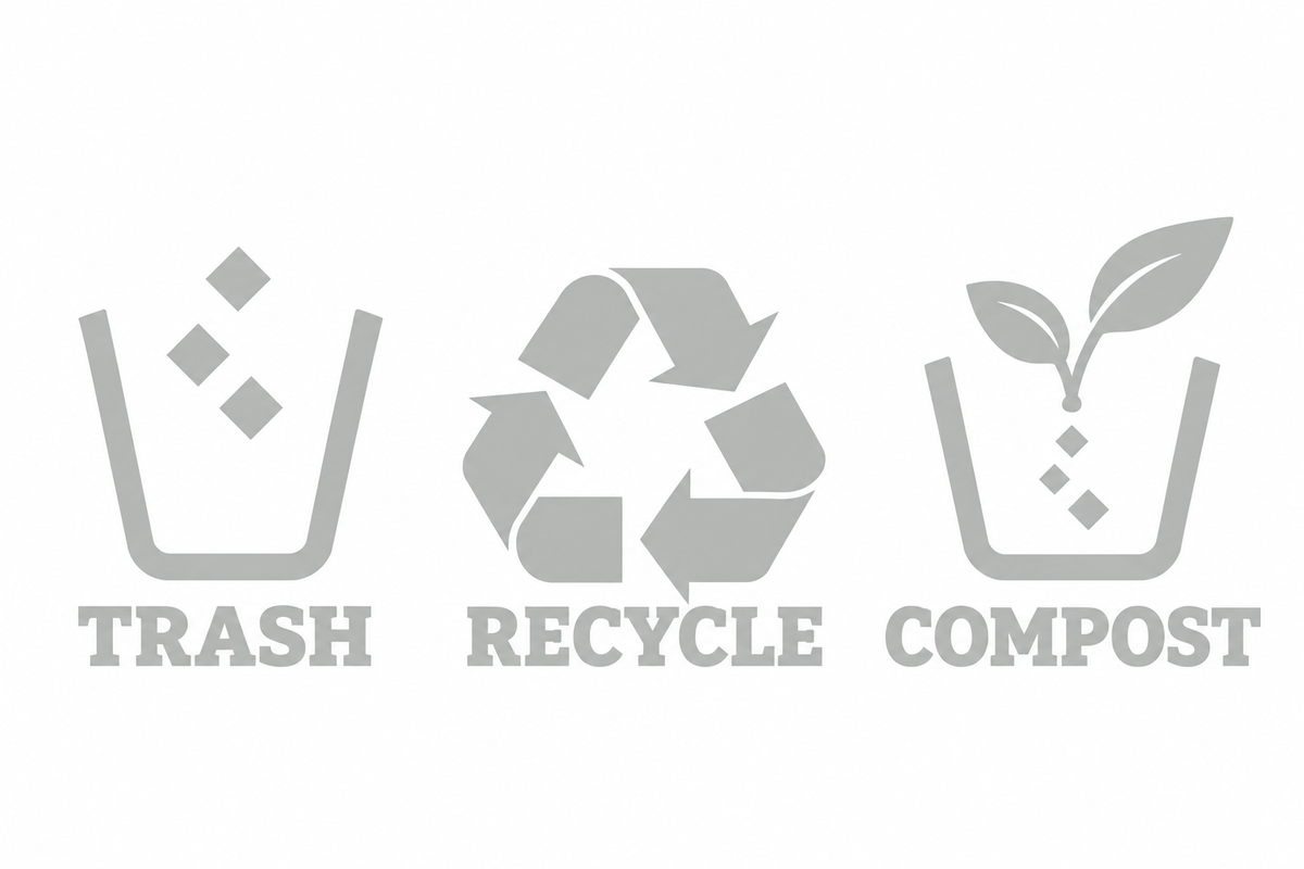 Trash, Recycle & Compost Bin Decals | 3-Piece Vinyl Set