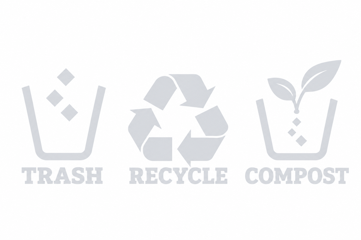 Trash, Recycle & Compost Bin Decals | 3-Piece Vinyl Set