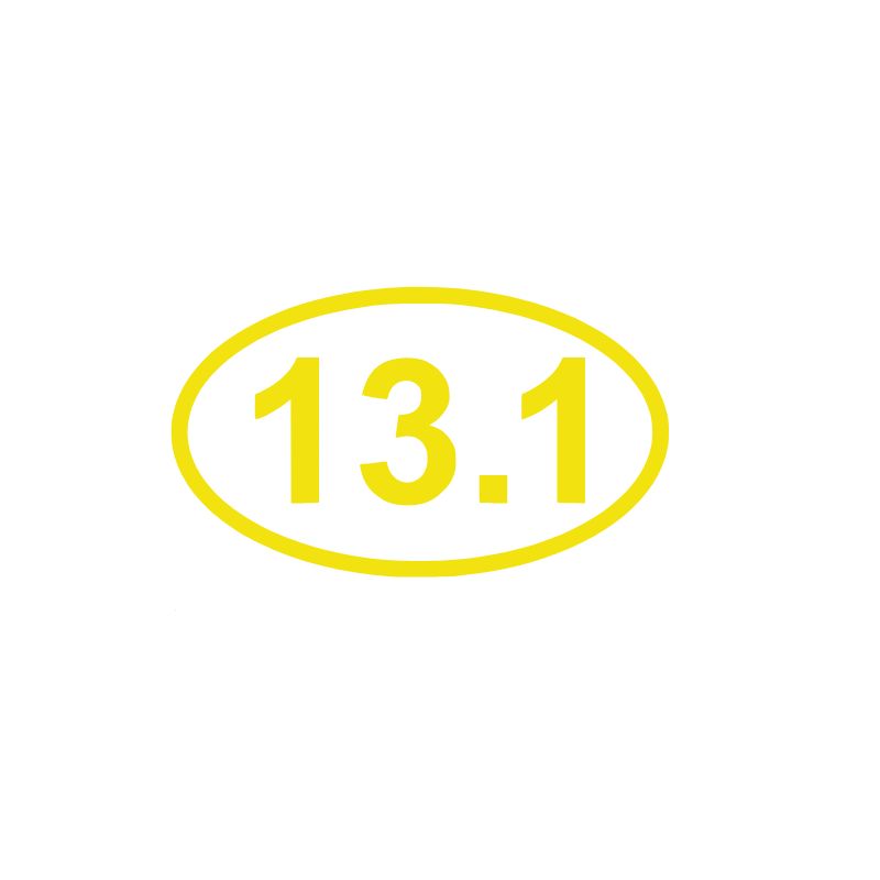 13.1 Half Marathon Running Vinyl Decal | Aarna Kraft Canada Brimstone Yellow