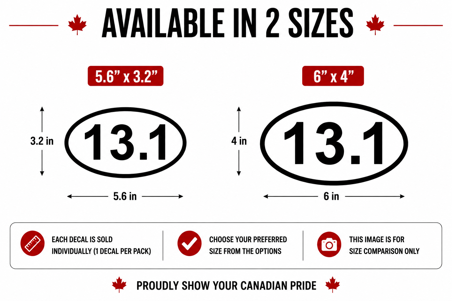 13.1 Half Marathon Vinyl Decal – Runner Car Sticker Size Guide
