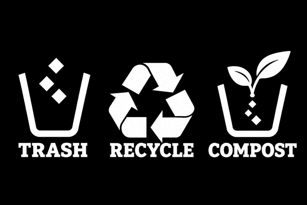 Trash, Recycle & Compost Bin Decals | 3-Piece Vinyl Set