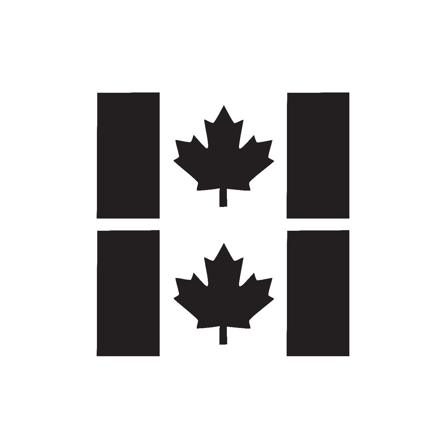 Black Glossy Thick Stem Canada Flag Vinyl Decal – 2 Pack