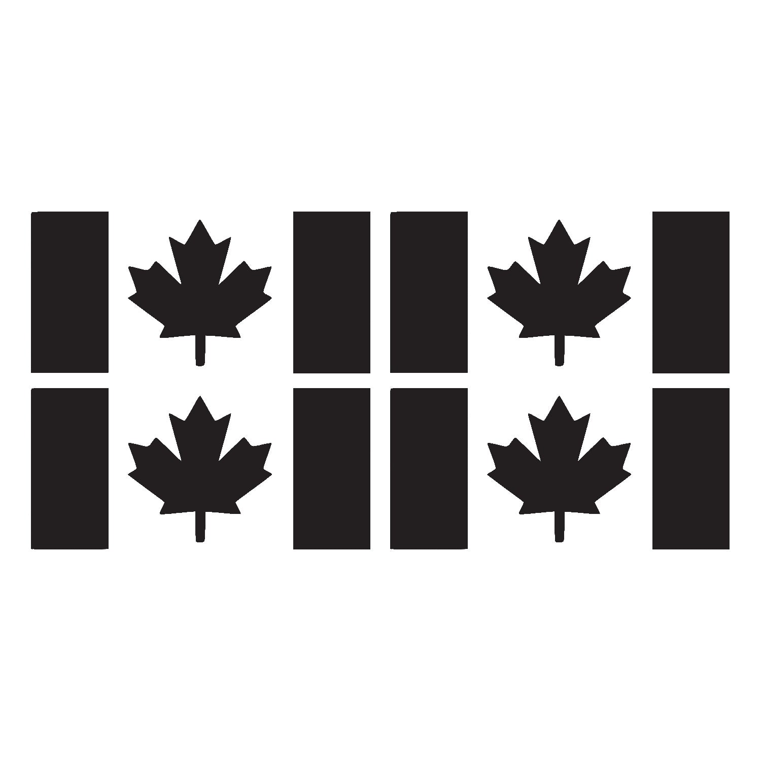 Black Glossy Thick Stem Canada Flag Vinyl Decal – 4 Pack