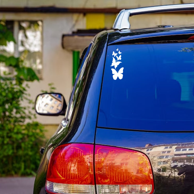 Butterfly Family Decal - Rising Butterflies | Vinyl Sticker | Aarna Kraft Canada - White On Car