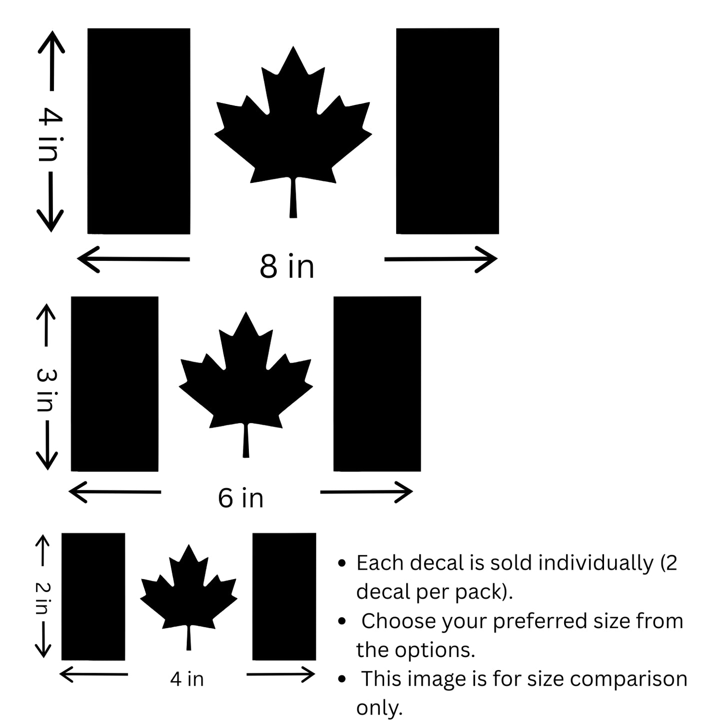 Canada Flag Vinyl Decal 2 Pack | Maple Leaf Car Sticker | Aarna Kraft Canada | Size