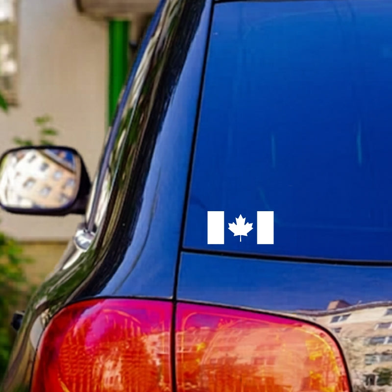 Canada Flag Vinyl Decal 6 Pack | Canadian Flag Car Sticker | 2" X 1" | Aarna Kraft Canada - White On Car