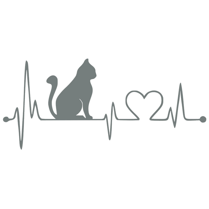 Cat Heartbeat Decal - EKG Pulse | Vinyl Sticker | Aarna Kraft Canada Grey