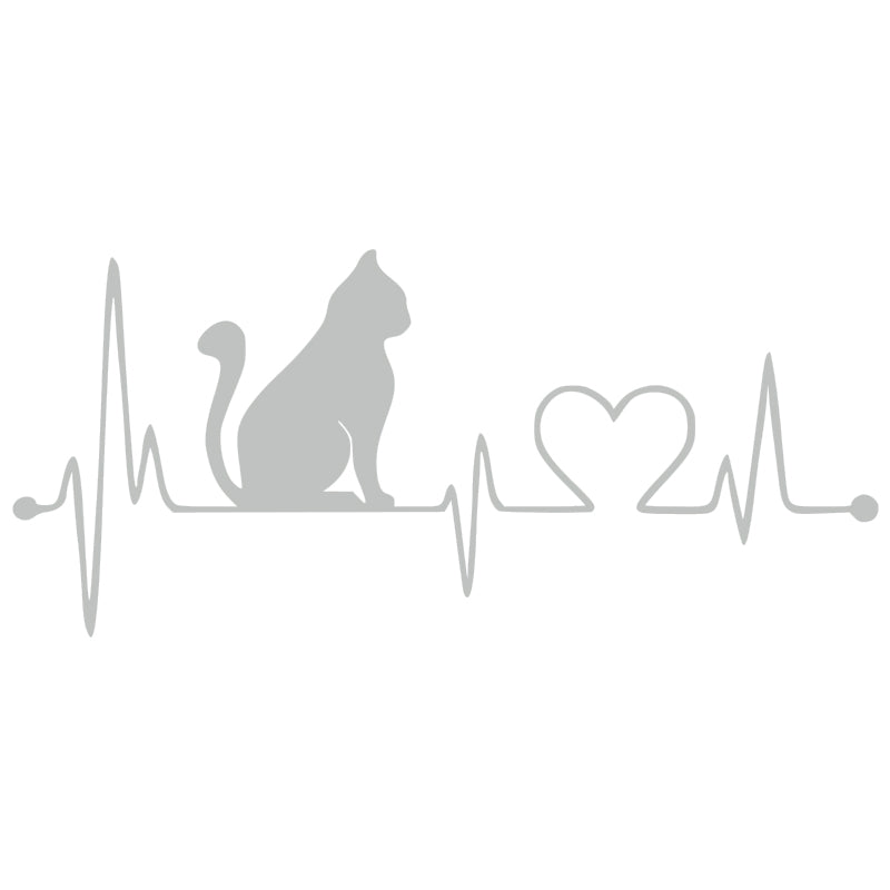 Cat Heartbeat Decal - EKG Pulse | Vinyl Sticker | Aarna Kraft Canada Light Grey