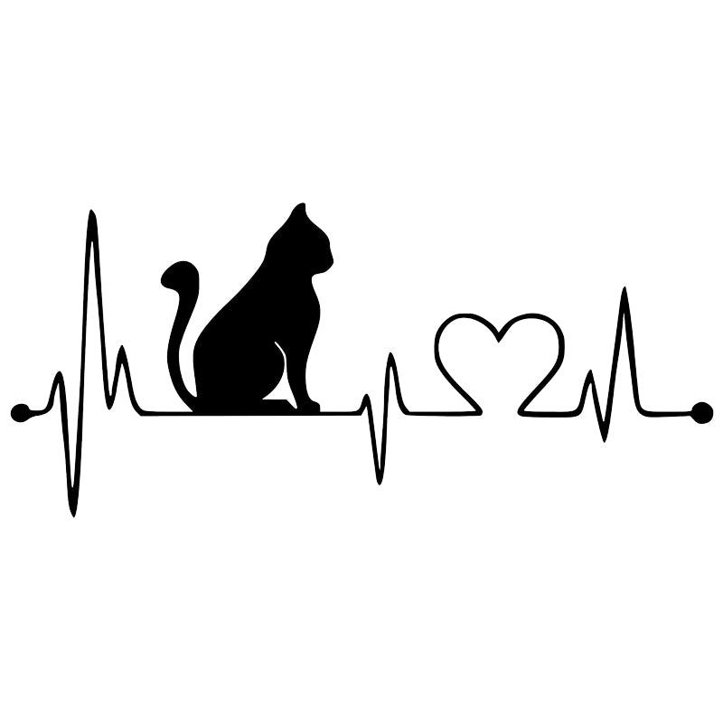 Cat Heartbeat Decal - EKG Pulse | Vinyl Sticker | Aarna Kraft Canada Matte Black