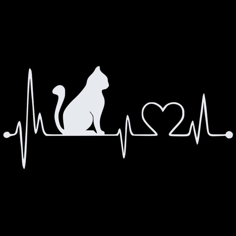 Cat Heartbeat Decal - EKG Pulse | Vinyl Sticker | Aarna Kraft Canada Matte White