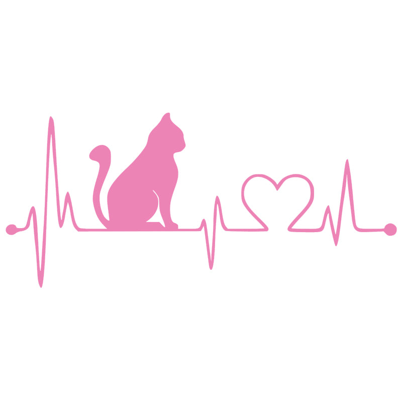 Cat Heartbeat Decal - EKG Pulse | Vinyl Sticker | Aarna Kraft Canada Pink