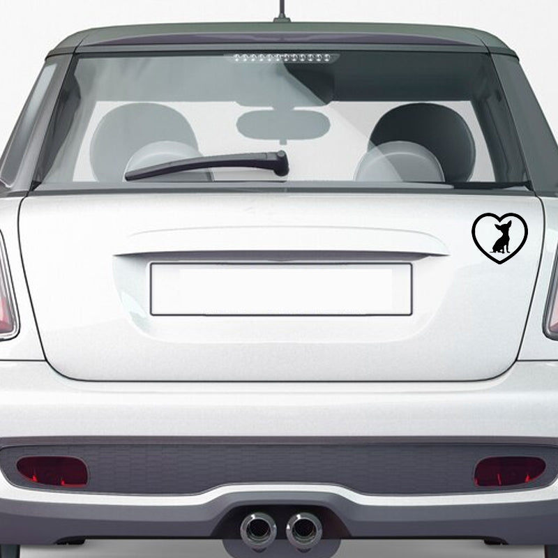 Chihuahua in Heart Vinyl Decal | Dog Lover Car Sticker | Aarna Kraft Canada - Black On Car