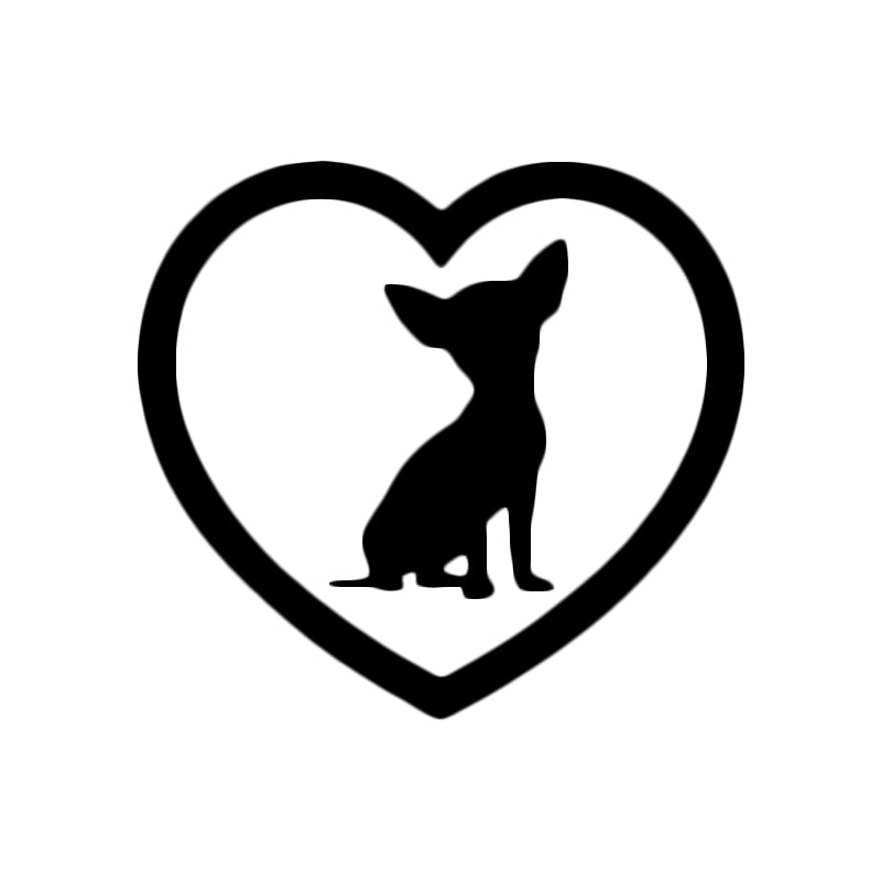 Chihuahua in Heart Vinyl Decal | Dog Lover Car Sticker | Aarna Kraft Canada - Matte Black
