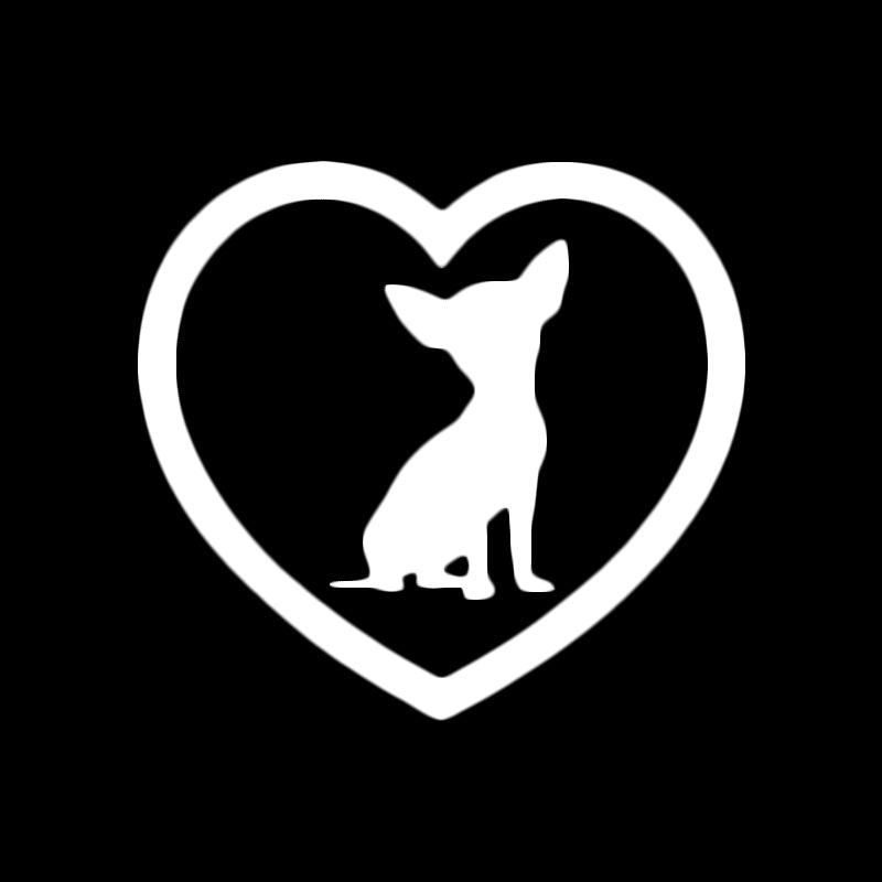 Chihuahua in Heart Vinyl Decal | Dog Lover Car Sticker | Aarna Kraft Canada - Matte White