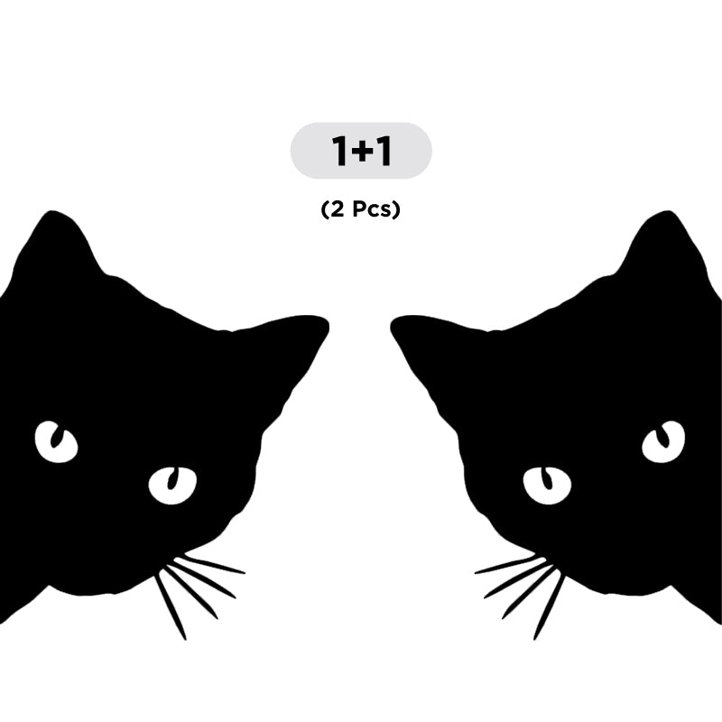 Cute Cat Peeking Decal - 2 Pack (Facing Opposite) | Vinyl Sticker | Aarna Kraft Canada Black