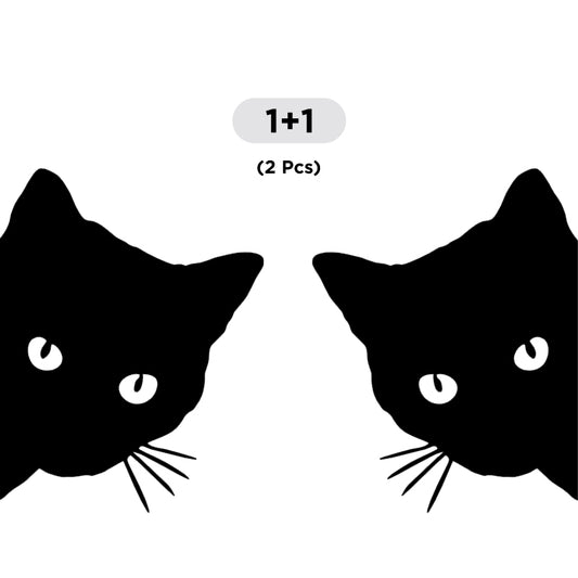 Cute Cat Peeking Decal - 2 Pack (Facing Opposite) | Vinyl Sticker | Aarna Kraft Canada Black