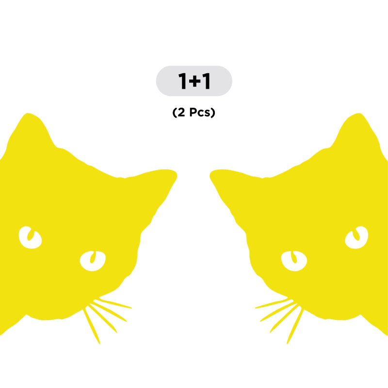 Cute Cat Peeking Decal - 2 Pack (Facing Opposite) | Vinyl Sticker | Aarna Kraft Canada Brimstone Yellow