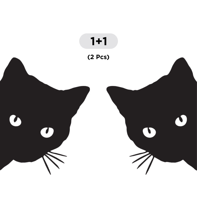 Cute Cat Peeking Decal - 2 Pack (Facing Opposite) | Vinyl Sticker | Aarna Kraft Canada Matte Black