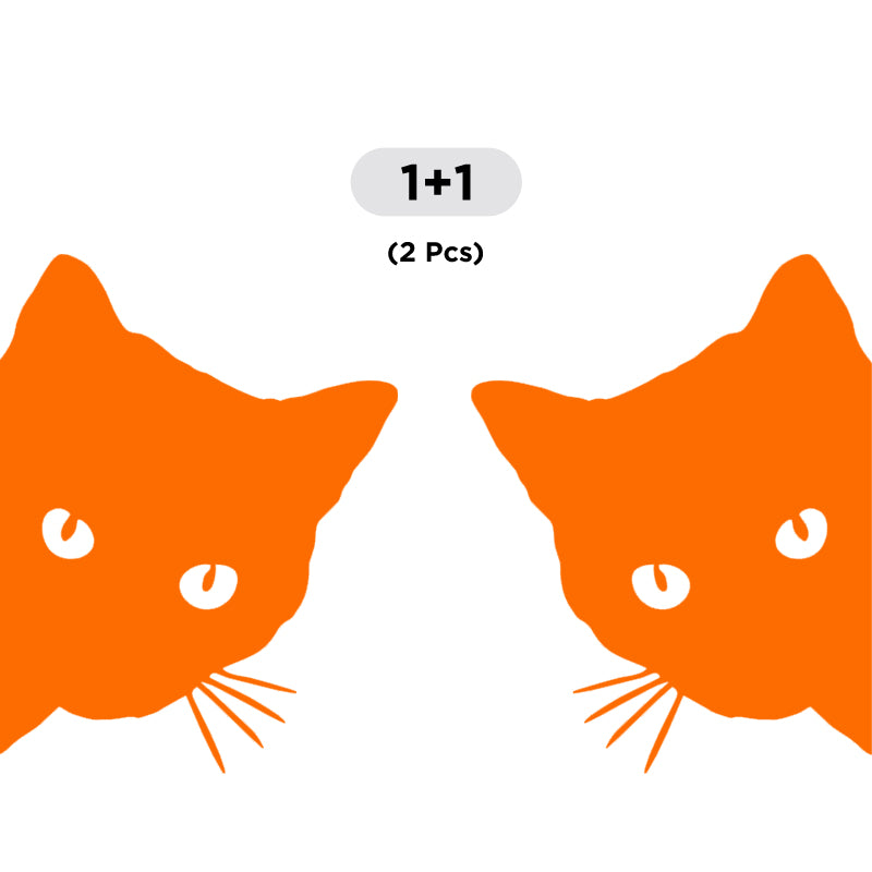 Cute Cat Peeking Decal - 2 Pack (Facing Opposite) | Vinyl Sticker | Aarna Kraft Canada Orange