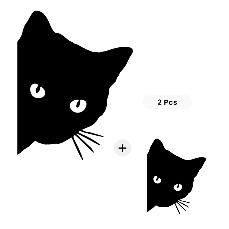 Cute Cat Peeking Decal - Bundle (Your Size + Bonus Mini) | Vinyl Sticker | Aarna Kraft Canada Black