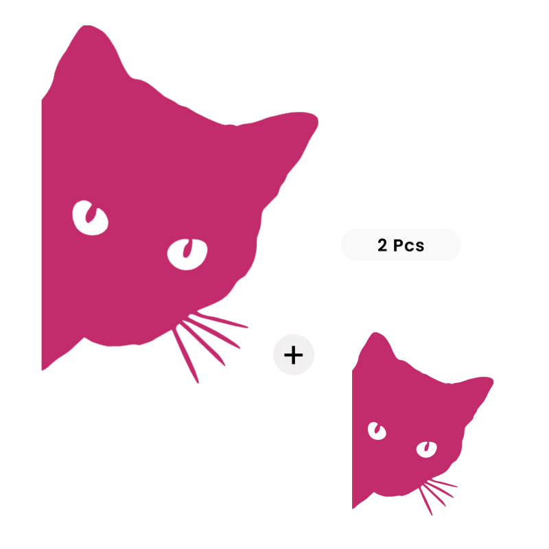 Cute Cat Peeking Decal - Bundle (Your Size + Bonus Mini) | Vinyl Sticker | Aarna Kraft Canada Hot Pink