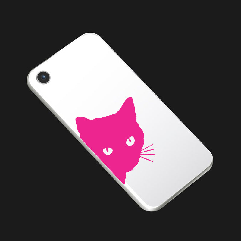 Cute Cat Peeking Decal - Bundle (Your Size + Bonus Mini) | Vinyl Sticker | Aarna Kraft Canada Hot Pink On Car
