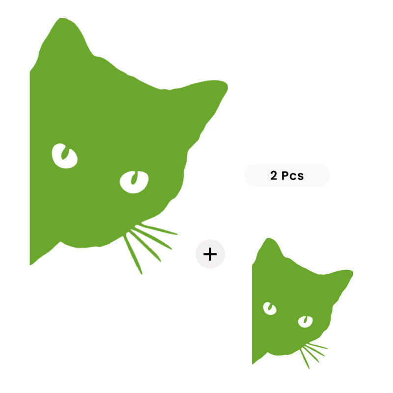 Cute Cat Peeking Decal - Bundle (Your Size + Bonus Mini) | Vinyl Sticker | Aarna Kraft Canada LIme Green