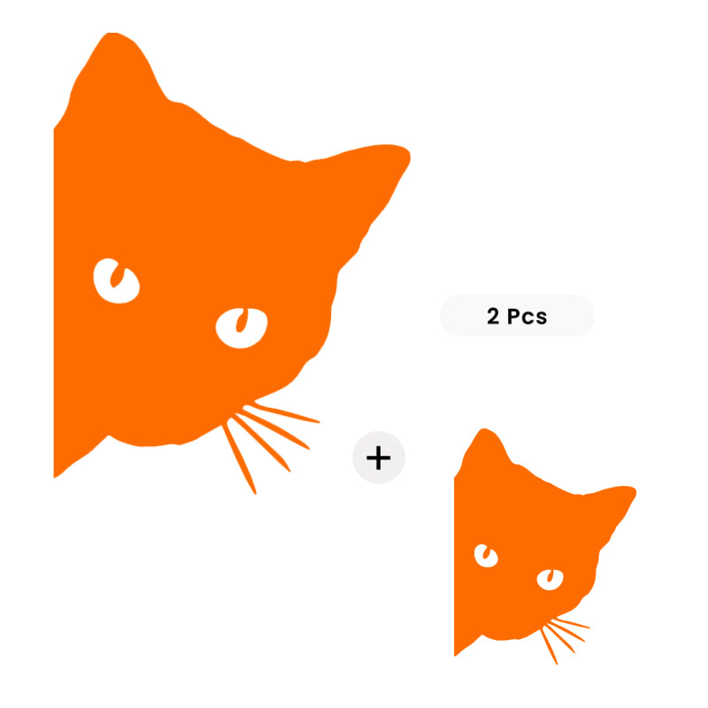 Cute Cat Peeking Decal - Bundle (Your Size + Bonus Mini) | Vinyl Sticker | Aarna Kraft Canada Orange