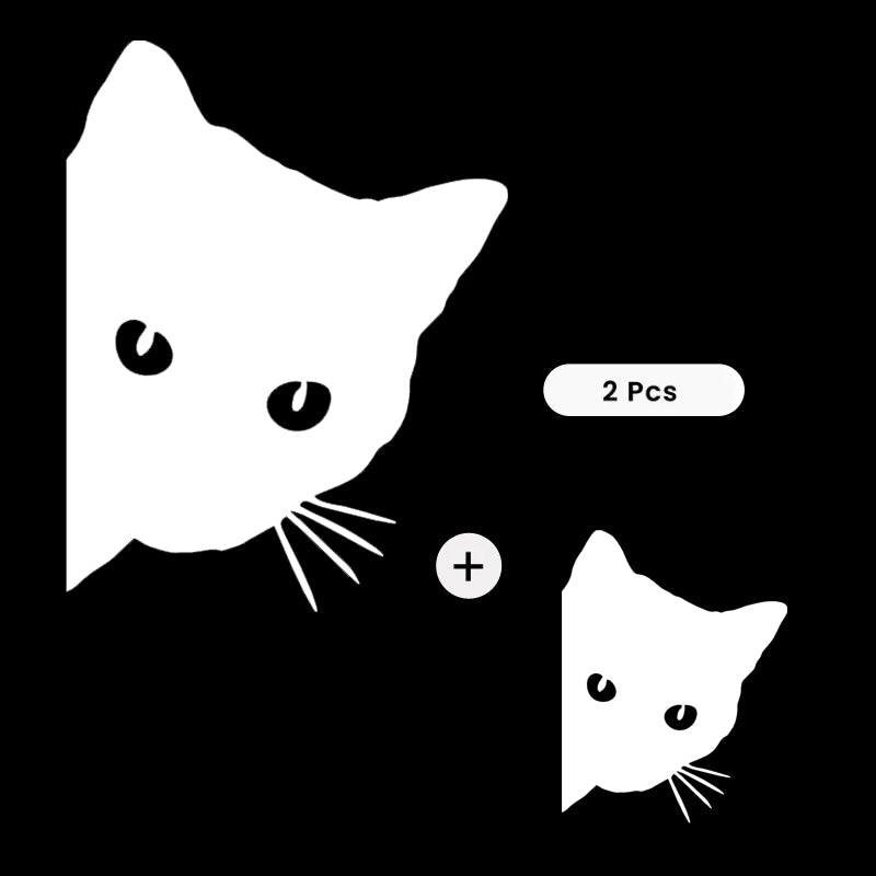 Cute Cat Peeking Decal - Bundle (Your Size + Bonus Mini) | Vinyl Sticker | Aarna Kraft Canada White