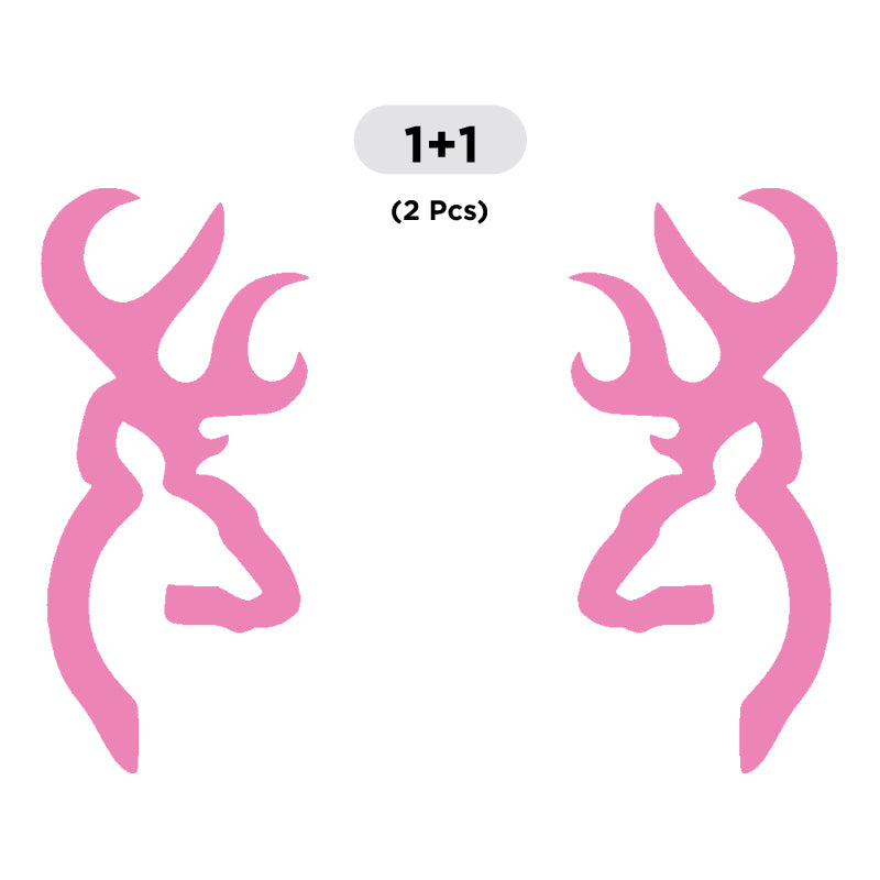 Deer Head Decal - 2 Pcs Facing Opposite Sides | Wildlife Hunting Vinyl Sticker | Aarna Kraft Canada - Baby Pink
