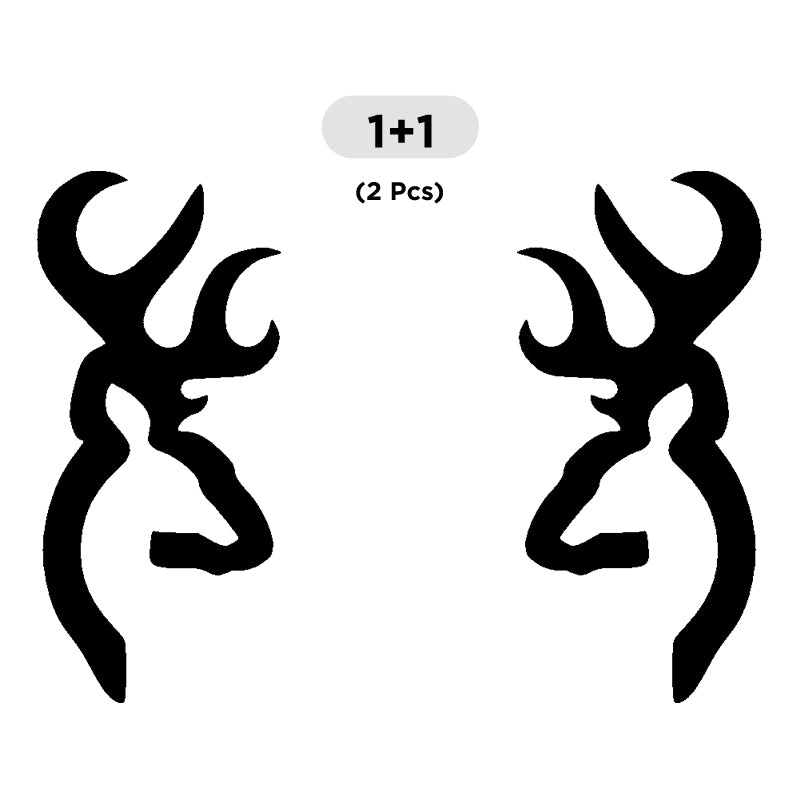 Deer Head Decal - 2 Pcs Facing Opposite Sides | Wildlife Hunting Vinyl Sticker | Aarna Kraft Canada - Black