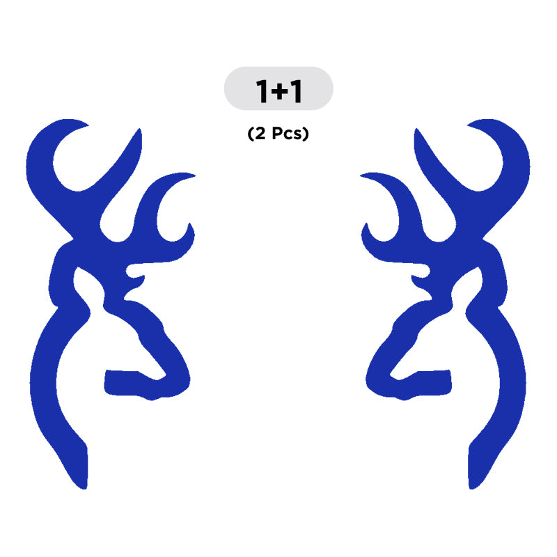 Deer Head Decal - 2 Pcs Facing Opposite Sides | Wildlife Hunting Vinyl Sticker | Aarna Kraft Canada - Blue