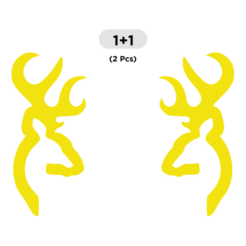 Deer Head Decal - 2 Pcs Facing Opposite Sides | Wildlife Hunting Vinyl Sticker | Aarna Kraft Canada - Brimstone Yellow