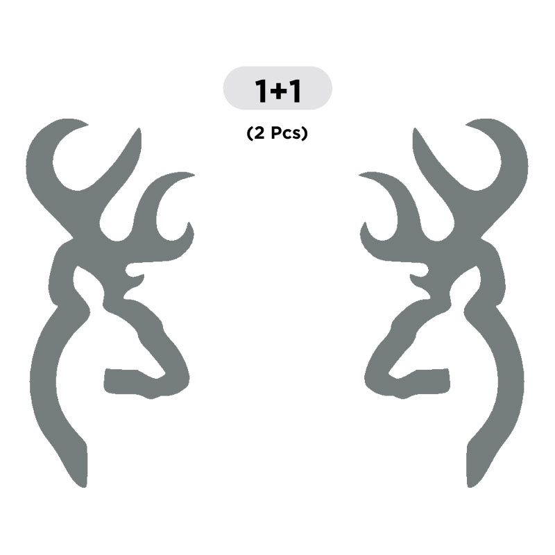 Deer Head Decal - 2 Pcs Facing Opposite Sides | Wildlife Hunting Vinyl Sticker | Aarna Kraft Canada - Grey