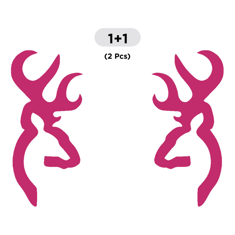 Deer Head Decal - 2 Pcs Facing Opposite Sides | Wildlife Hunting Vinyl Sticker | Aarna Kraft Canada - Hot Pink