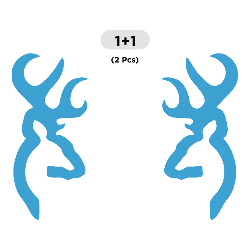 Deer Head Decal - 2 Pcs Facing Opposite Sides | Wildlife Hunting Vinyl Sticker | Aarna Kraft Canada - Light Blue