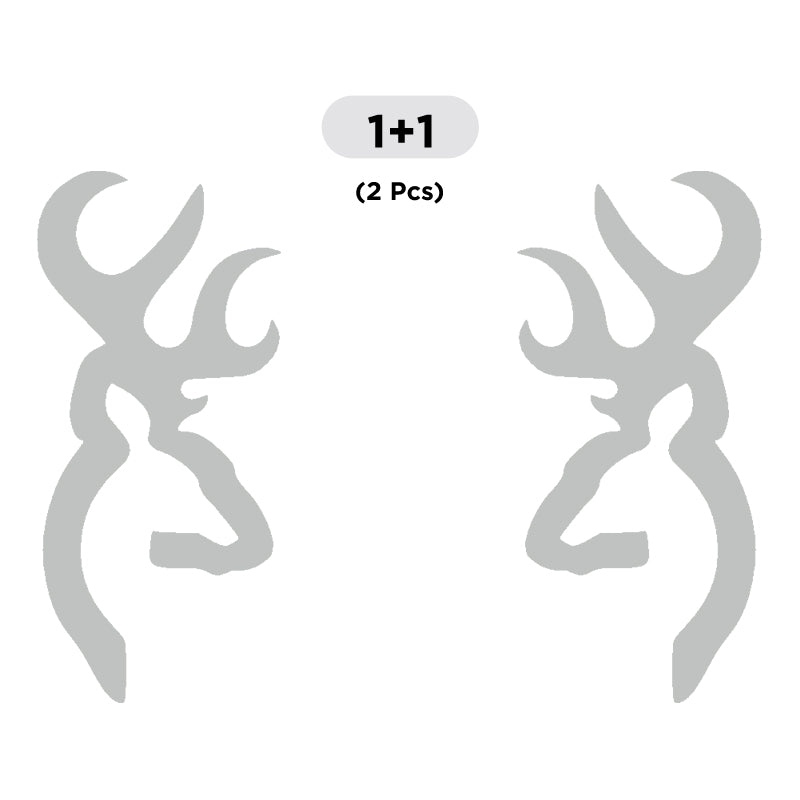 Deer Head Decal - 2 Pcs Facing Opposite Sides | Wildlife Hunting Vinyl Sticker | Aarna Kraft Canada - Light Grey