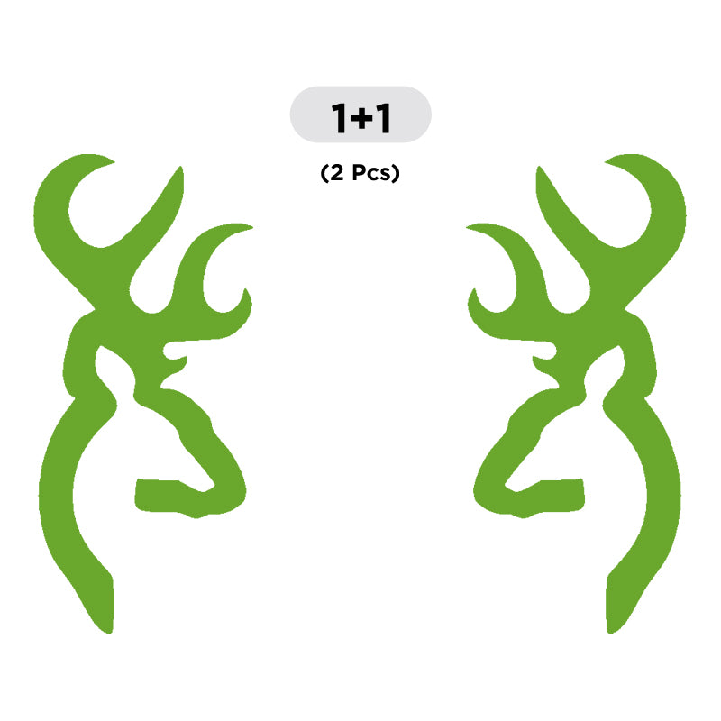 Deer Head Decal - 2 Pcs Facing Opposite Sides | Wildlife Hunting Vinyl Sticker | Aarna Kraft Canada - Lime Green