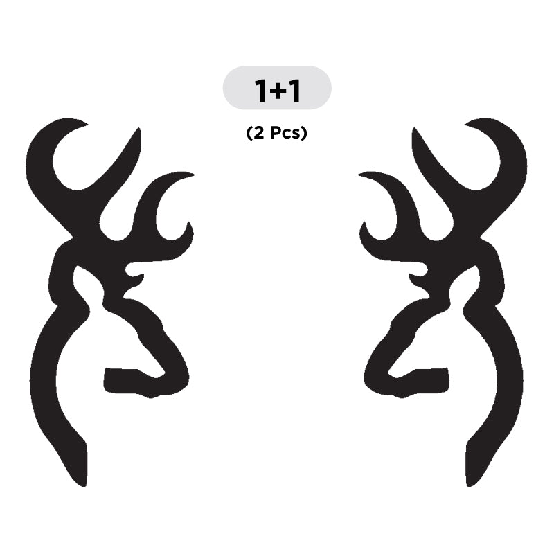 Deer Head Decal - 2 Pcs Facing Opposite Sides | Wildlife Hunting Vinyl Sticker | Aarna Kraft Canada - Matte Black