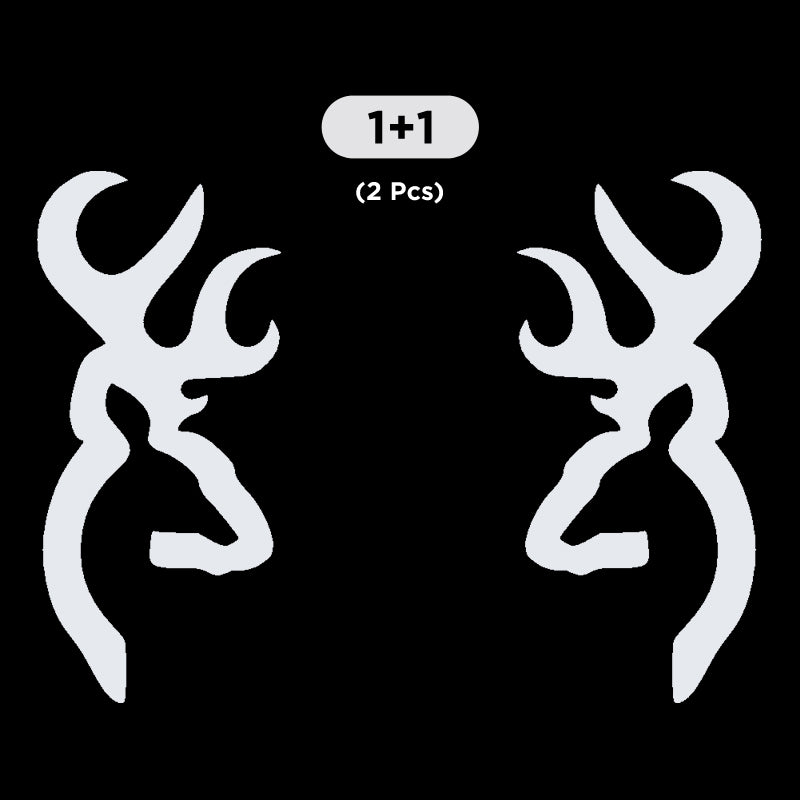 Deer Head Decal - 2 Pcs Facing Opposite Sides | Wildlife Hunting Vinyl Sticker | Aarna Kraft Canada - Matte White