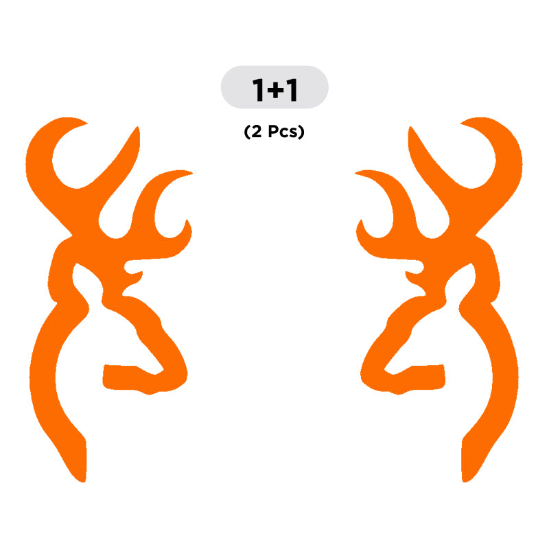 Deer Head Decal - 2 Pcs Facing Opposite Sides | Wildlife Hunting Vinyl Sticker | Aarna Kraft Canada - Orange