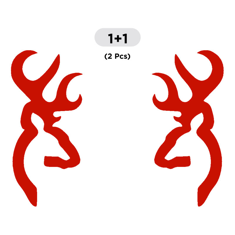 Deer Head Decal - 2 Pcs Facing Opposite Sides | Wildlife Hunting Vinyl Sticker | Aarna Kraft Canada - Red